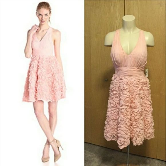 AIDAN Mattox Halter Party Dress with Roset… - Picture 3 of 9